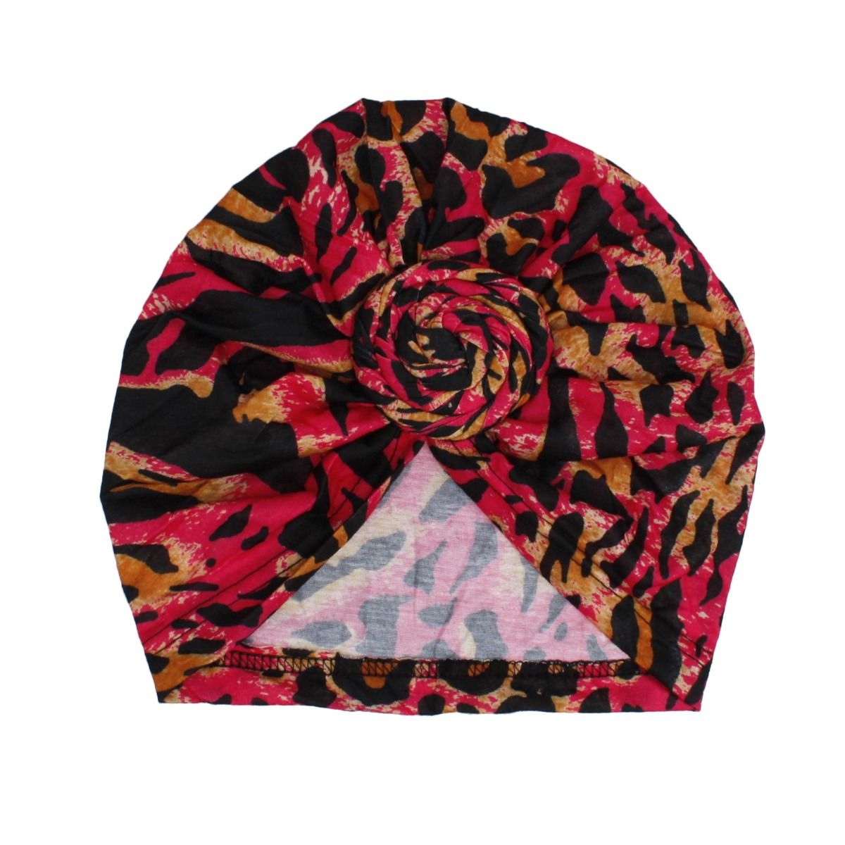 Turban Pre-Tied Knot Fuchsia/Red Animal Print for Women
