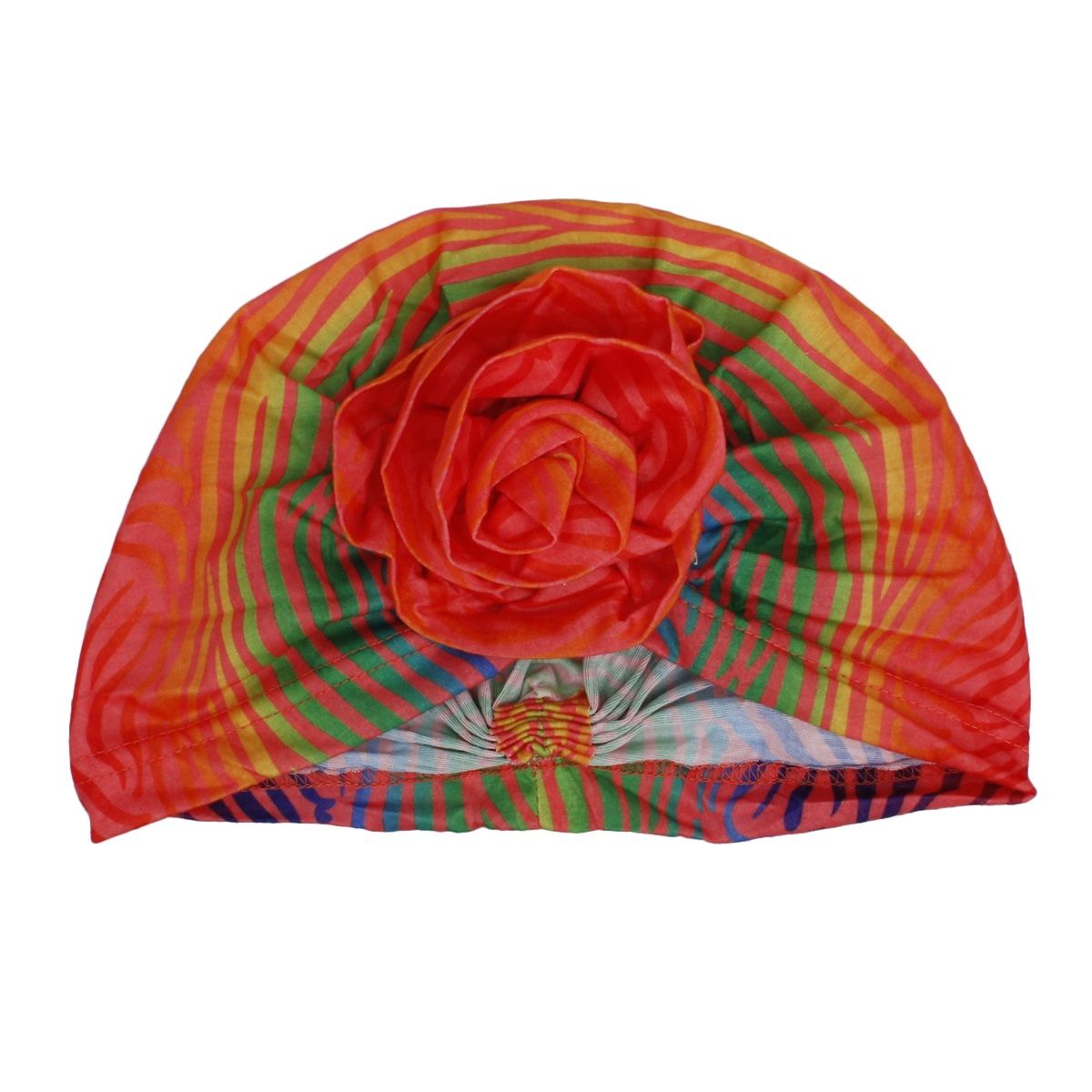 Turban Pre-Tied Flower Orange Ombre Zebra Women