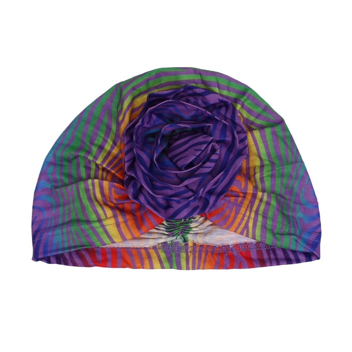 Turban Pre-Tied Flower Purple Ombre Zebra Women