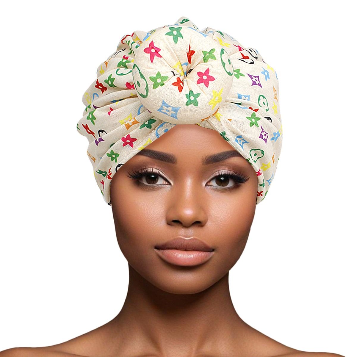 Turban Pre-Tied Donut Beige Monogram Print Women