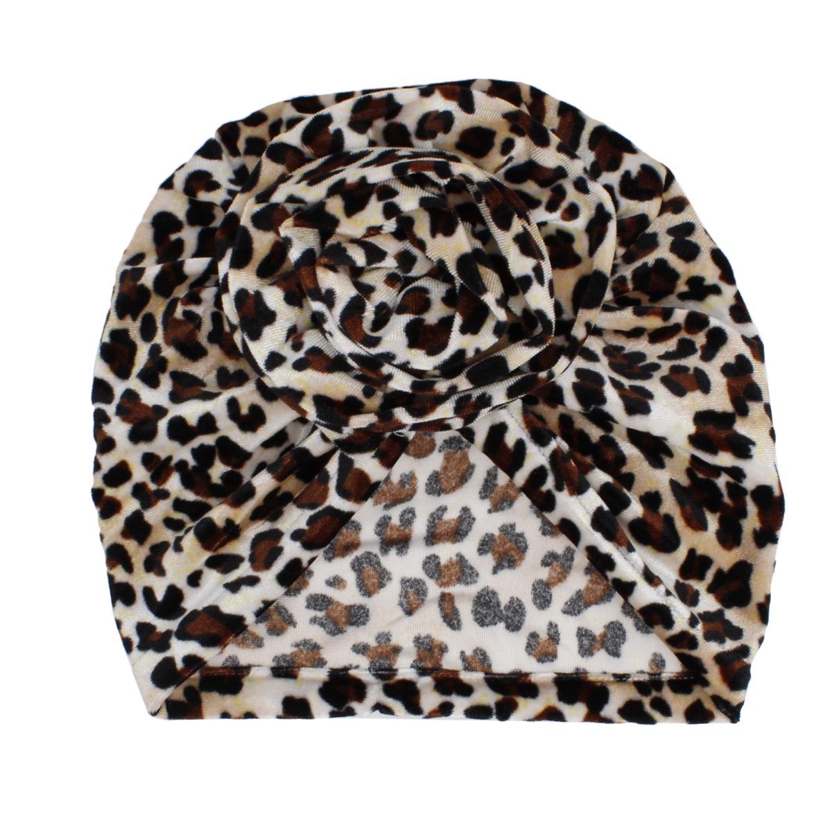 Turban Pre-Tied Flower Velvet Jaguar Print Women