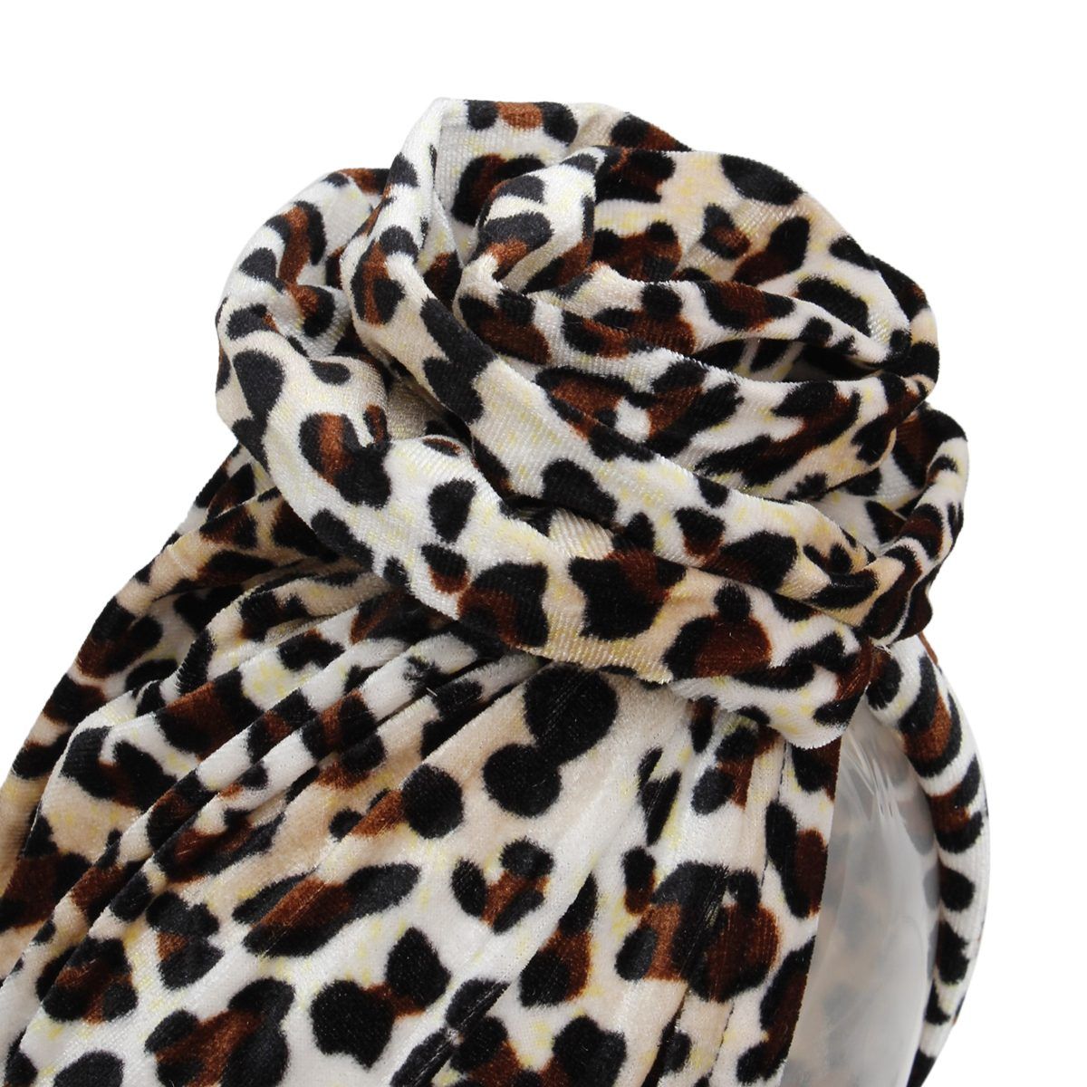 Turban Pre-Tied Flower Velvet Jaguar Print Women