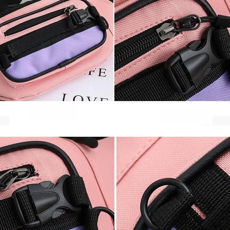 Vintage Lightweight Unisex Fanny Pack 3 Zippers Waist Packs Canvas Adjustable Party Fanny Pack