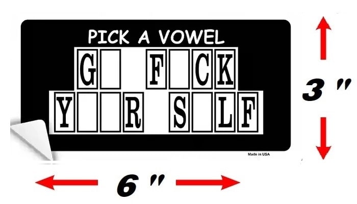 Pick A Vowel Bumper Sticker Size