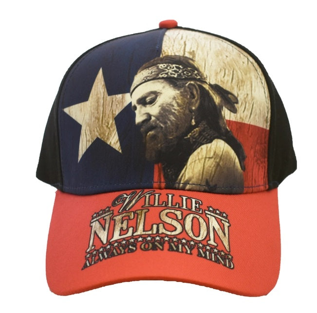 Front View Willie Nelson Hat Ball Cap