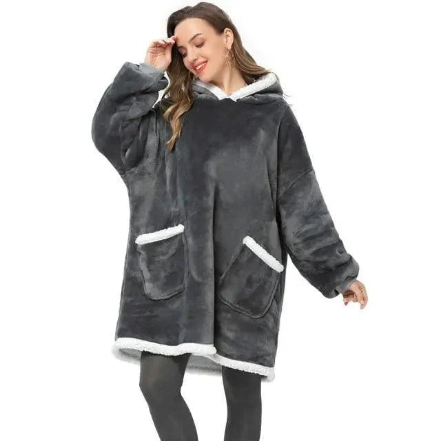 Winter Oversized Wearable Blanket Women Hoodies Sweatshirt TV Blanket With Sleeves Pullover Warm Soft Unisex Hoody Comfortable Sweatshirts For Autumn