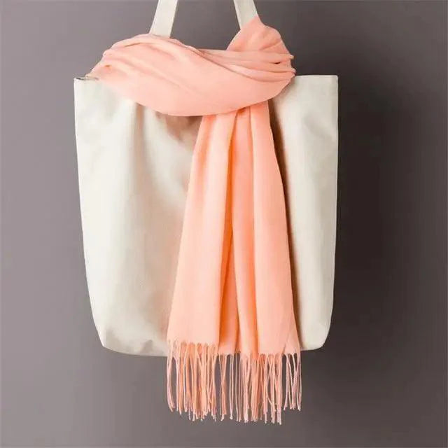 Winter Women Scarf Female Scarves For Women Solid Shawl Wraps For Winter Casual Wear Travel Friendly Wool Tassel Scarf Fashion Solid Color Toddler Soft Warm Scarves