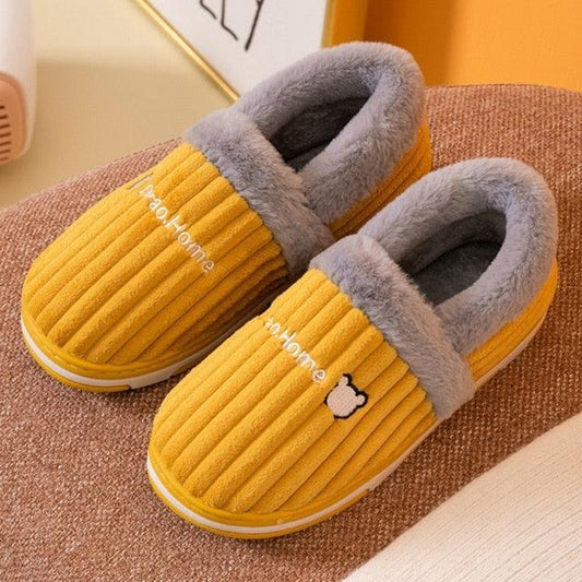 Women Winter Slippers Female Plush Thick Bottom Home Cotton Shoes Non-Slip Comfortable Indoors Flats Men's Plush Fleece Lined House Shoes Indoor Outdoor Anti-Skid Rubber Sole