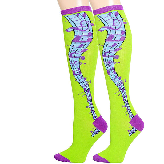 Green Musical Knee High Socks