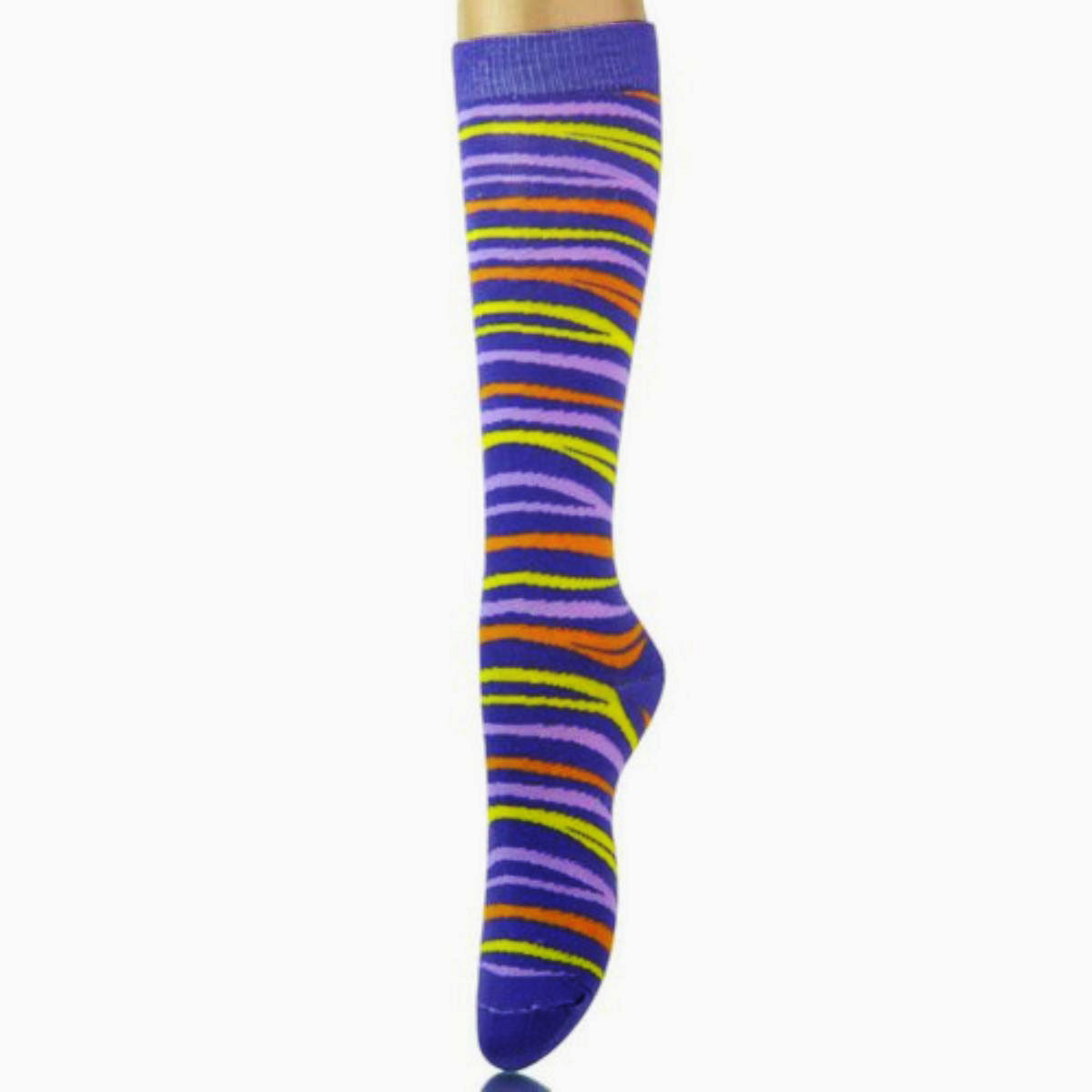 Purple Tiger Stripe Knee High Socks