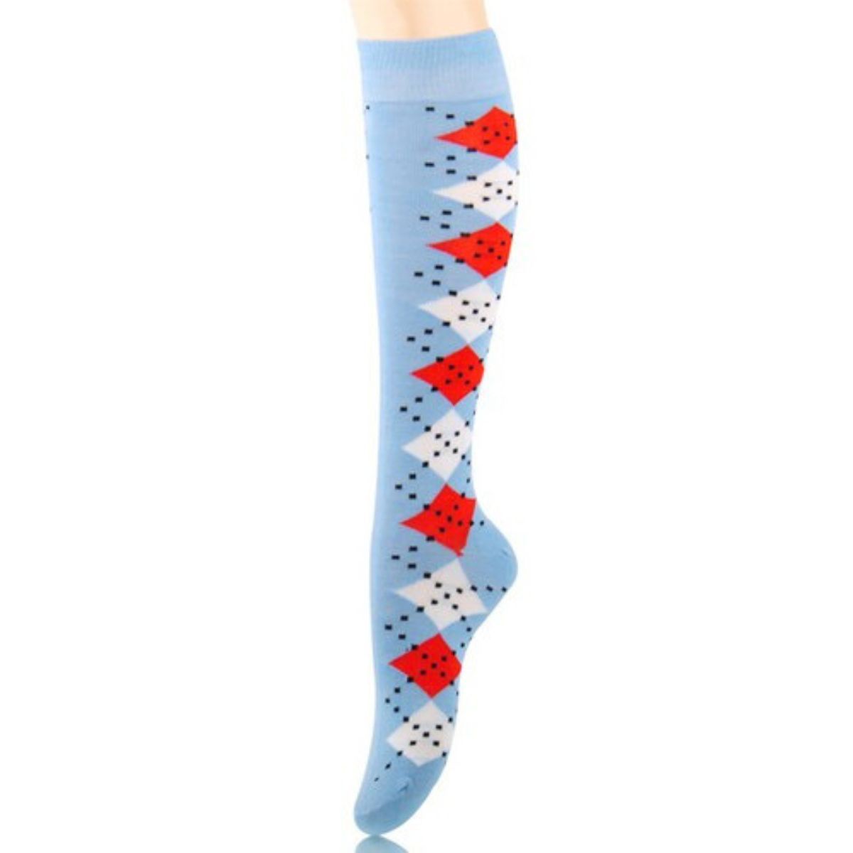 Socks Knee High Blue Diamond for Women