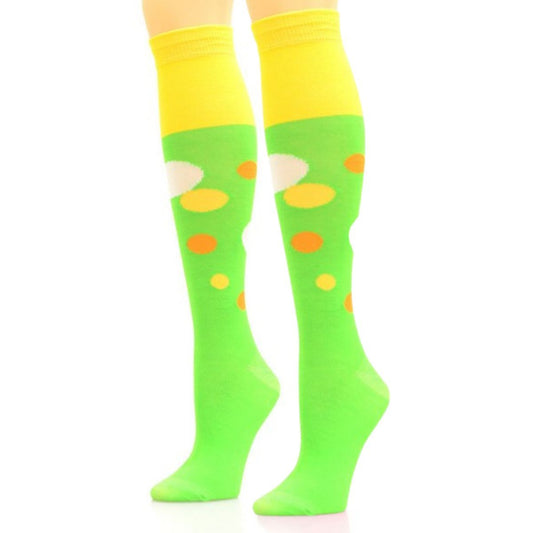 Socks Knee High Green Retro Bubble for Women