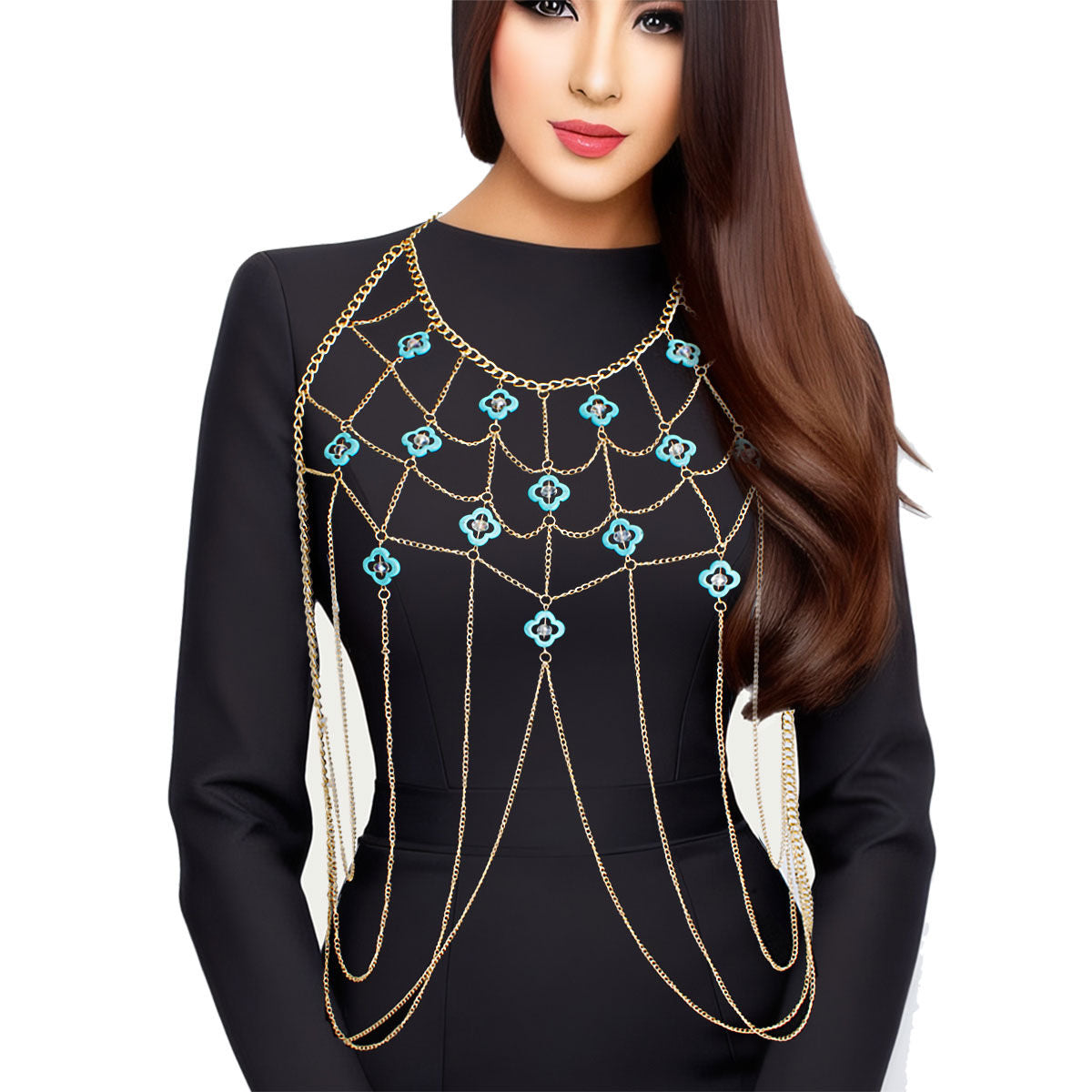 Gold and Turquoise Body Chain