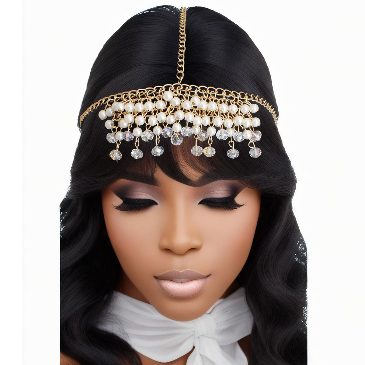 Gold and Cream Pearl Head Chain