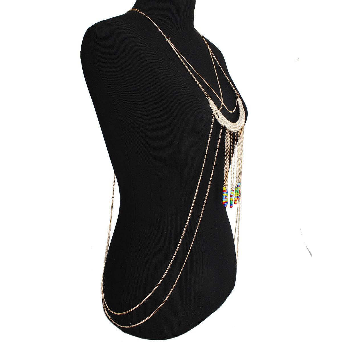 Gold and Multi Color Bead Body Chain