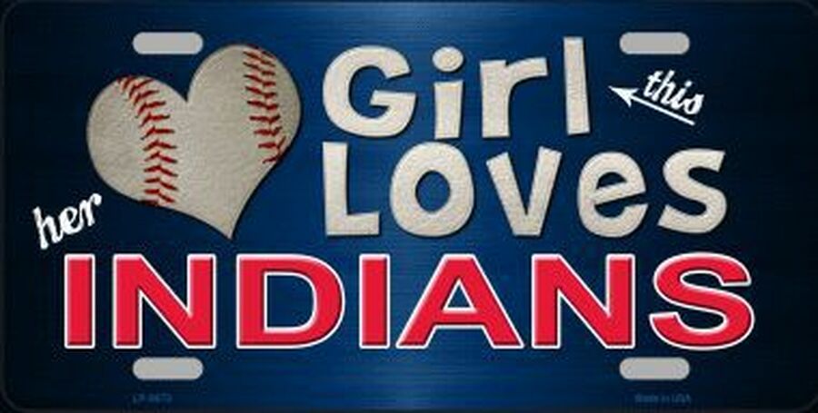 This Girl Loves Her Indians Fan Novelty Metal Souvenir License Plate