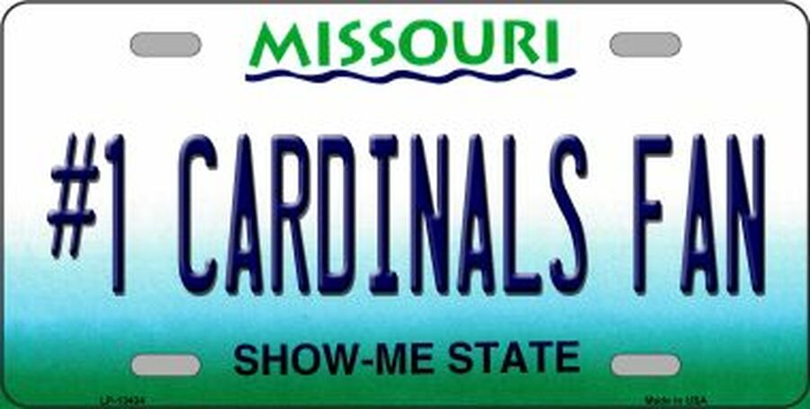 Number 1 Cardinals Fan Novelty Souvenir Metal License Plate