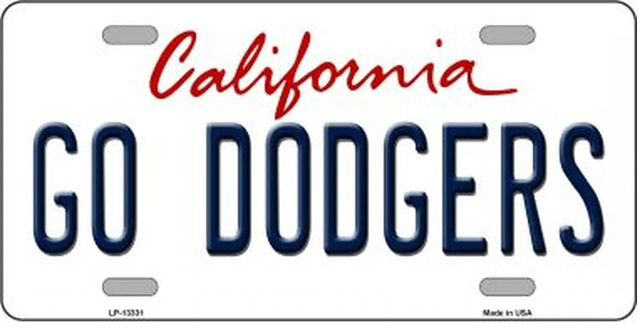 Go Dodgers California State Fan License Plate
