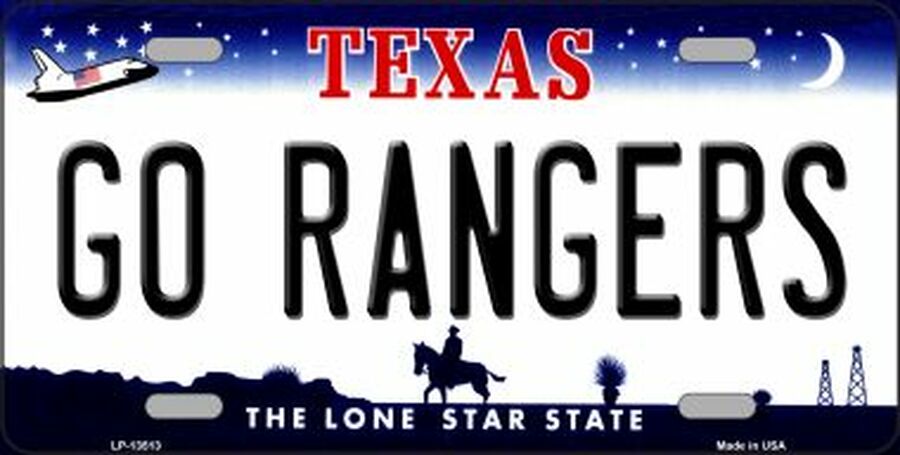 Go Rangers Texas State Novelty Metal License Plate