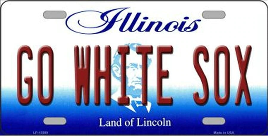 Go White Sox Illinois State Background License Plate