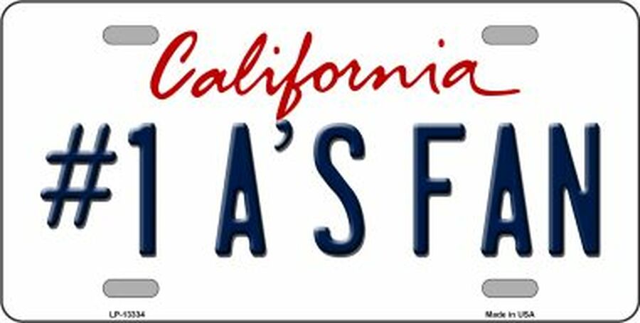Number 1 Athletics Fan California State Background License Plate