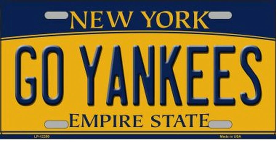Go Yankees New York State Metal Souvenir Novelty License Plate