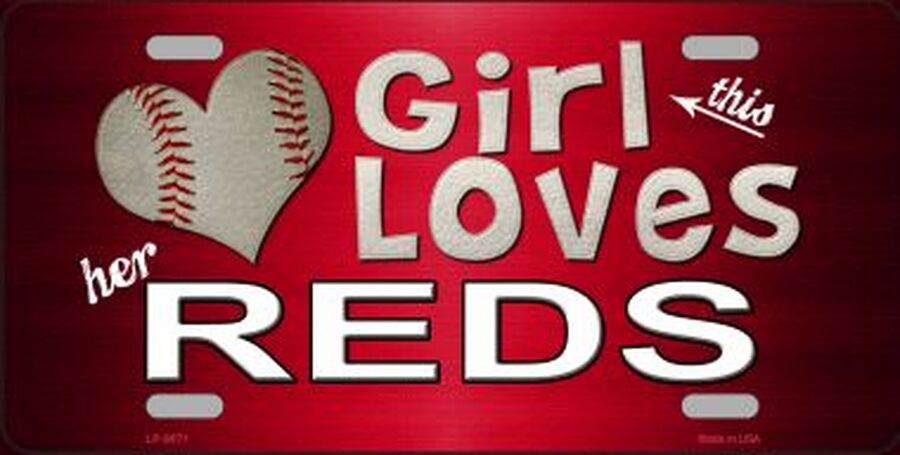 This Girl Loves Her Reds Novelty Metal Fans Souvenir License Plate