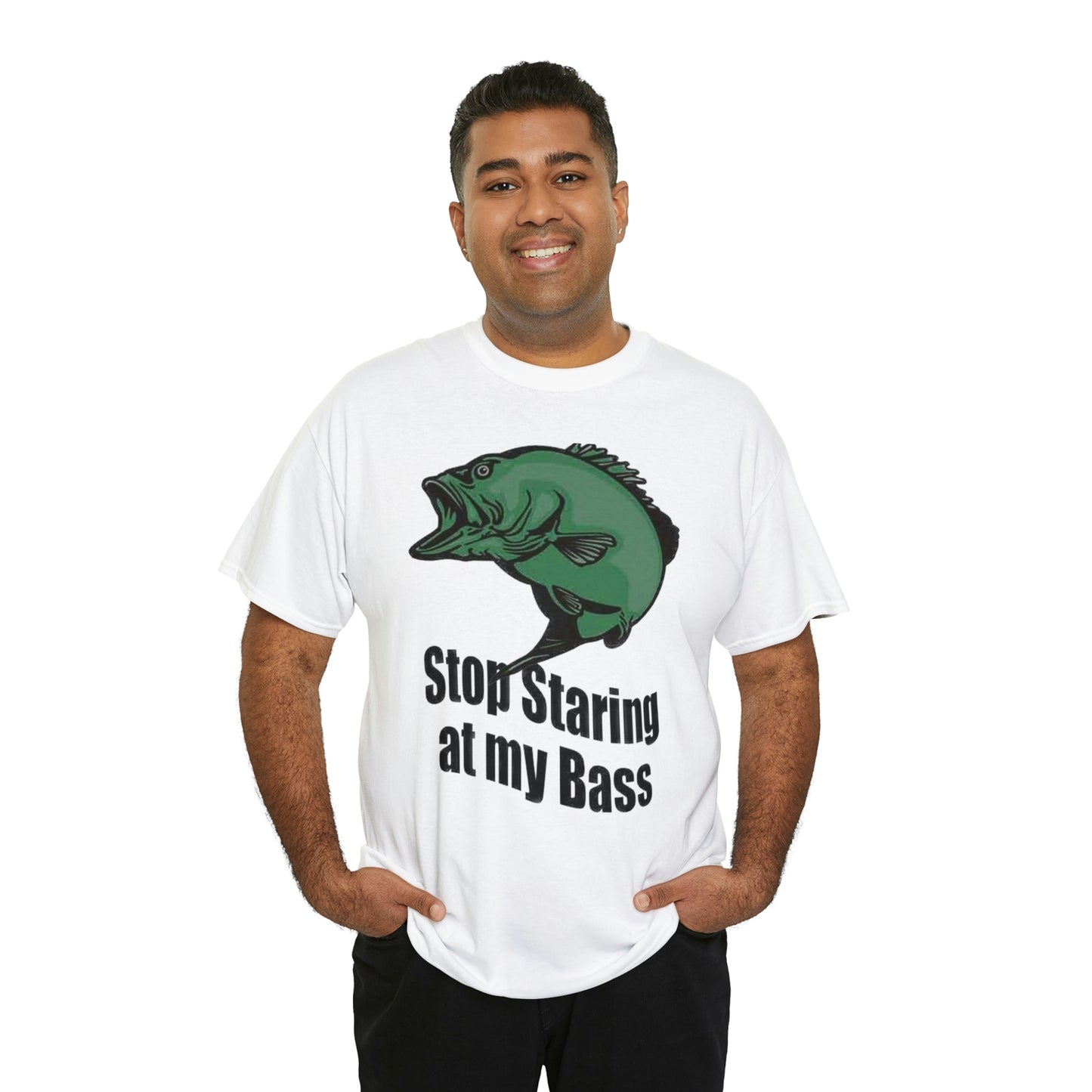 Stop Staring At My Bass Unisex Heavy Cotton Tee Latino Model