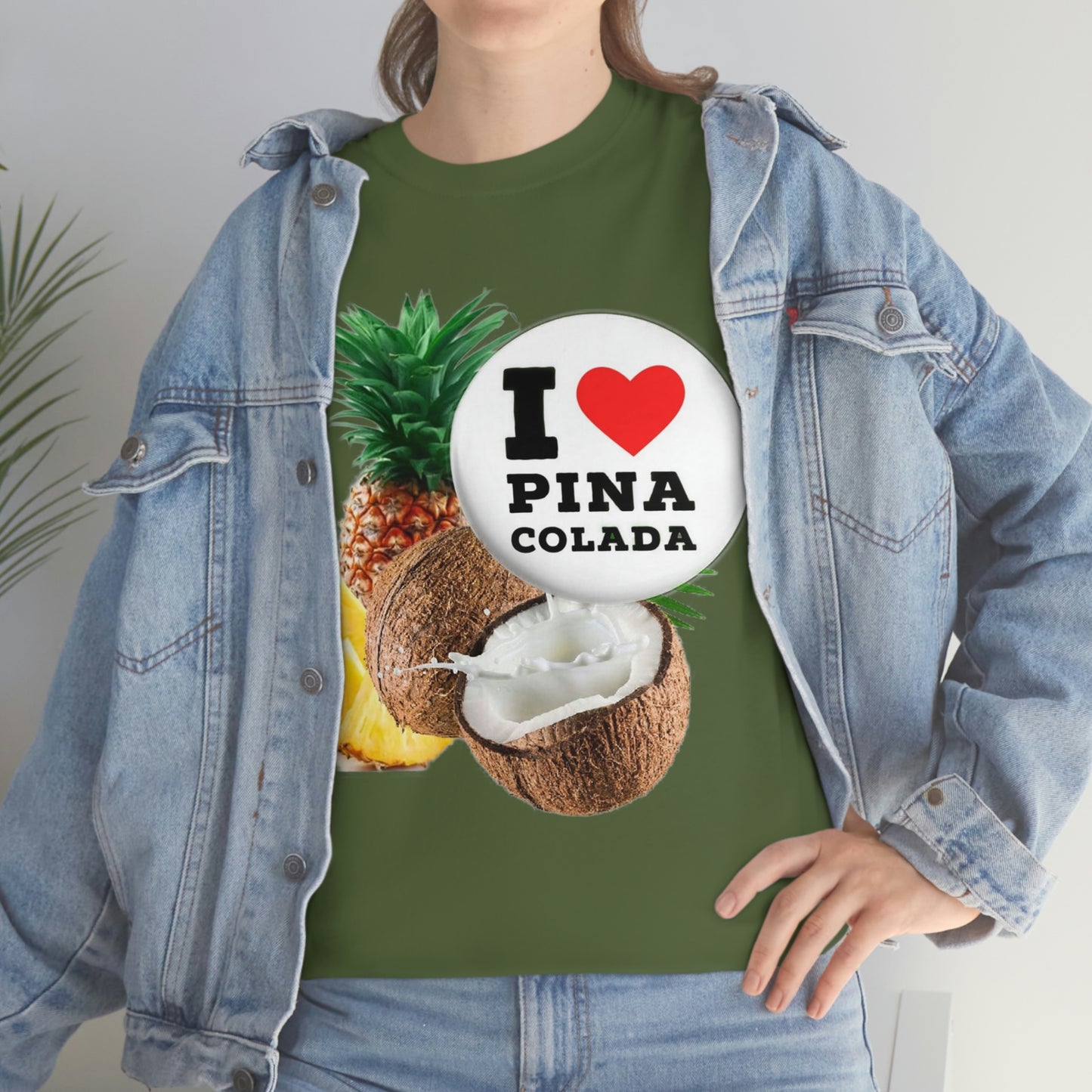 I Love Pina Colada Unisex Heavy Cotton Tee Shirt