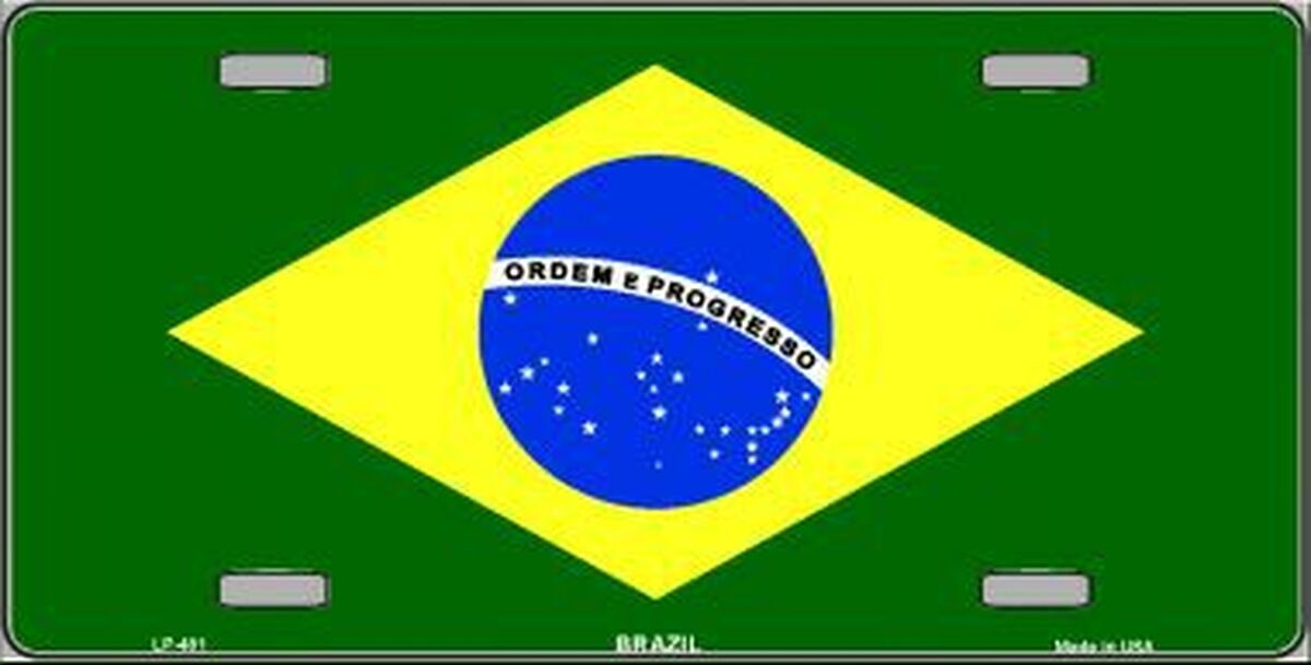 Brazil Flag Metal Novelty License Plate