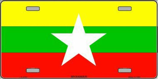 Myanmar Flag Metal Novelty License Plate