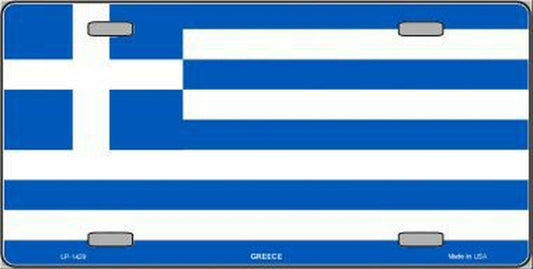 Greek Flag Metal Novelty License Plate 