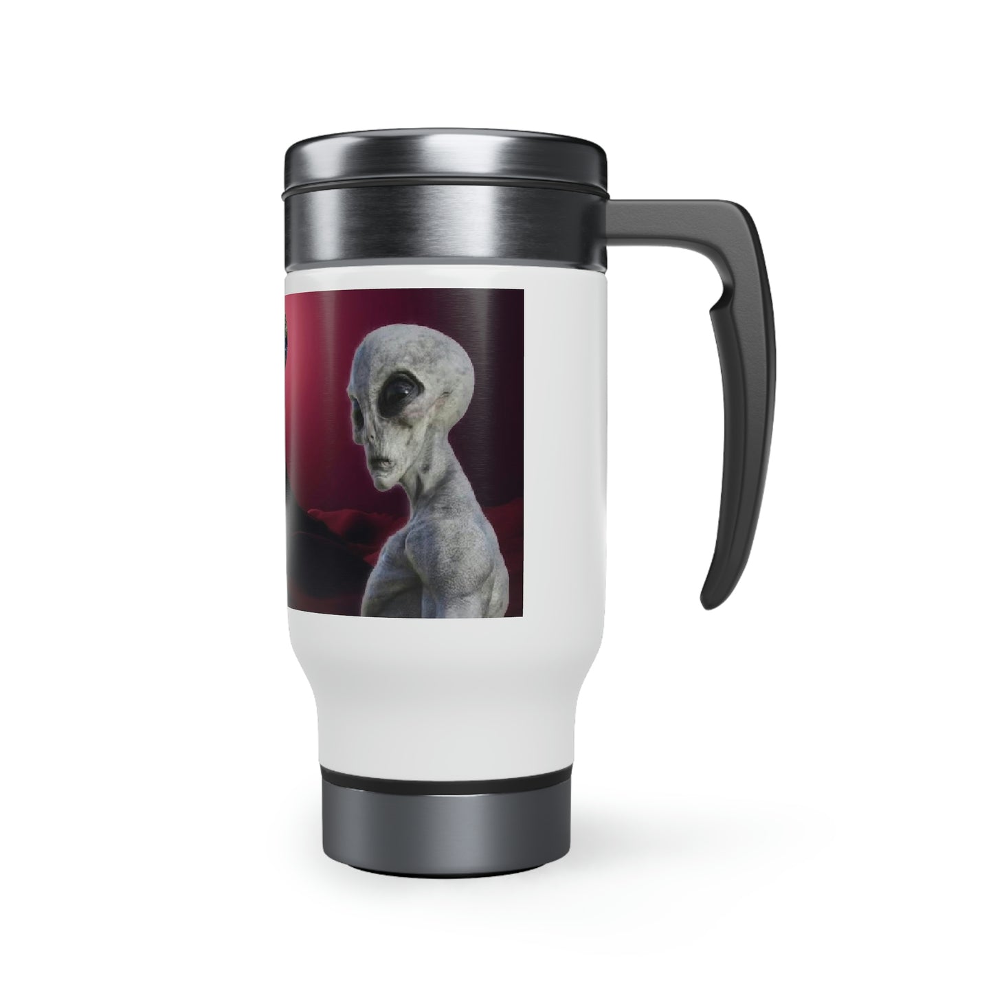 Right View Alien Freindly Stainless Steel Travel Mug with Handle, 14oz