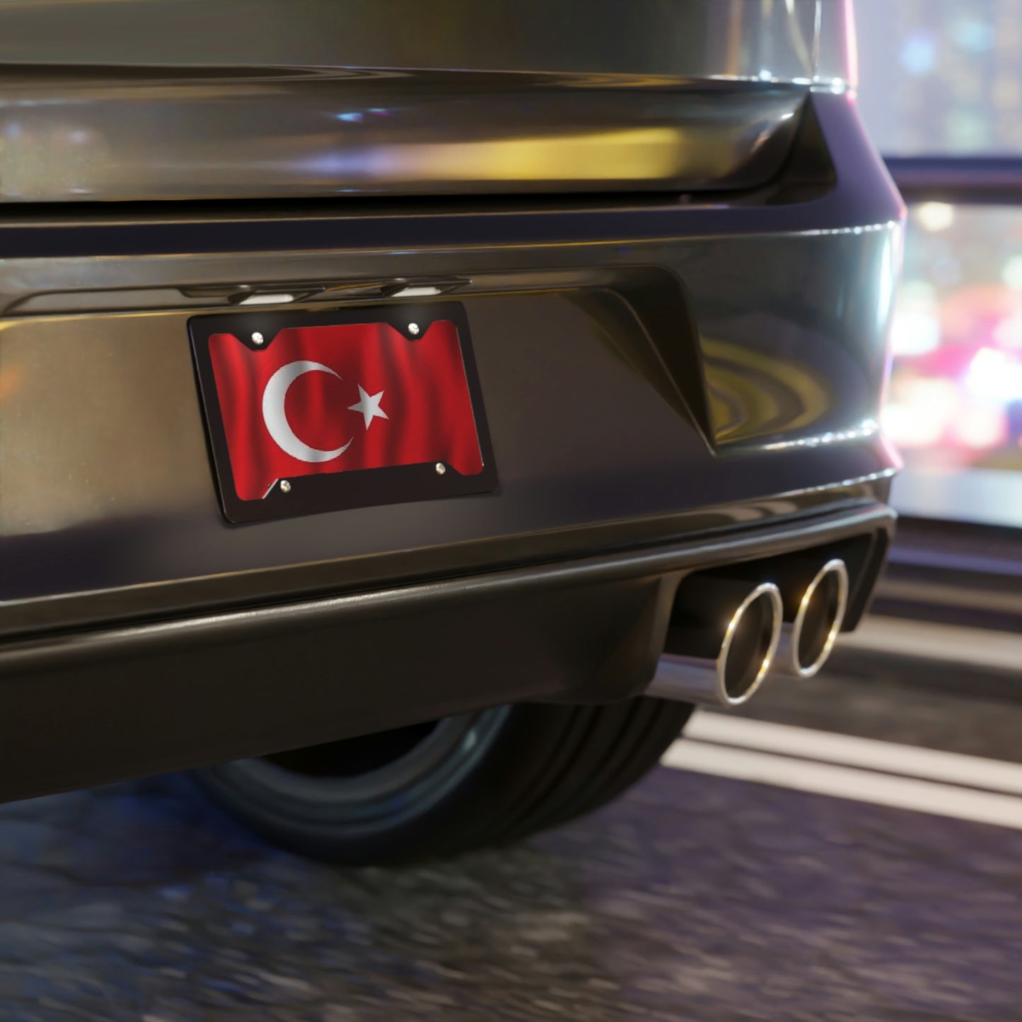 Waving Turkish Flag Vanity License Plate