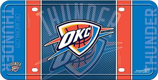 Oklahoma City Thunder Blue Metal License Plate Tag