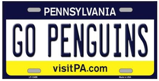 Go Penguins Novelty Metal License Plate