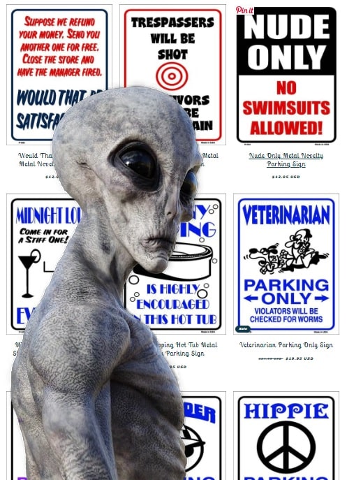 UFO Activity Area Metal Parking Style Sign