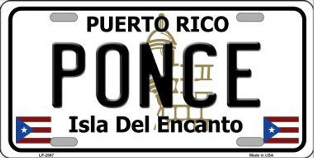 Ponce Puerto Rico Metal License Plate Style Sign