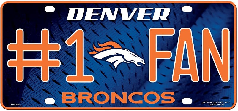 #1 Fan Denver Broncos NFL Licensed License Plate Style Sign