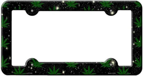 Weed on Black Background Novelty Metal License Plate Frame - Marijuanna