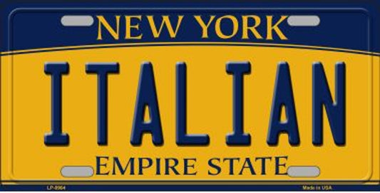 Italian New York License Plate Style Sign