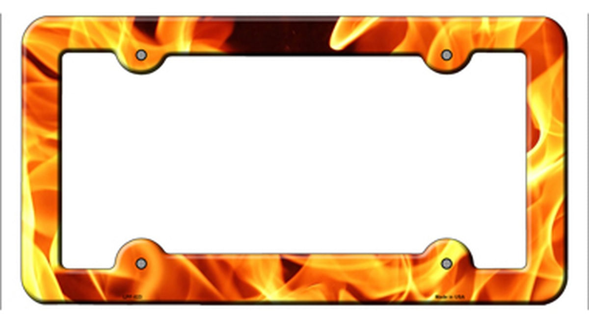 Flames Fire Background Novelty Metal License Plate Frame
