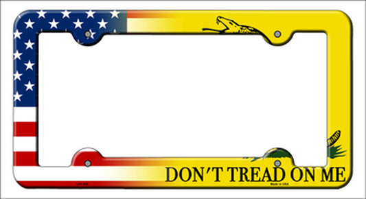 American And Gadsden Flag | Don't Tread on Me Metal License Plate Frame