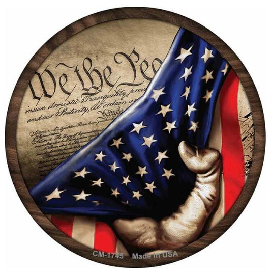 We The People Constitution American Flag Novelty Circular Coaster Set of 4