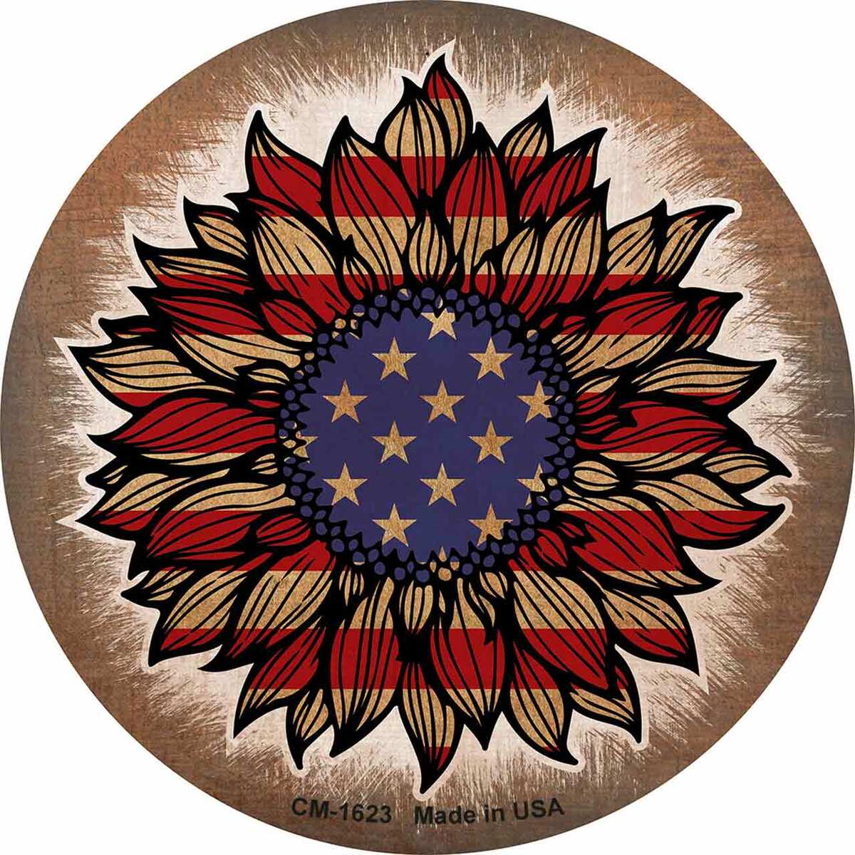 USA Sunflower Flag Circular Coasters