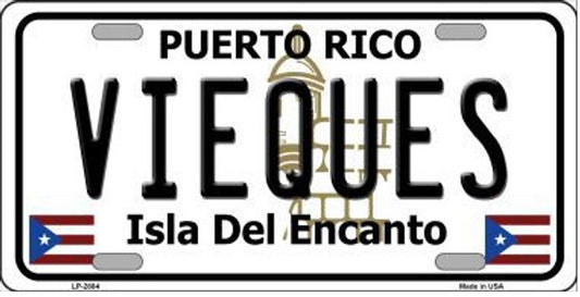 Vieques Puerto Rico Metal License Plate Style Sign