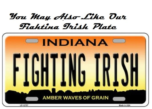 Go Irish Indiana State Background Metal Vanity License Plate
