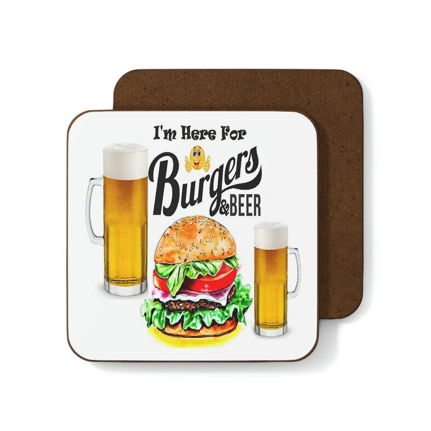 Burgers and Beer Hardboard Back Coaster