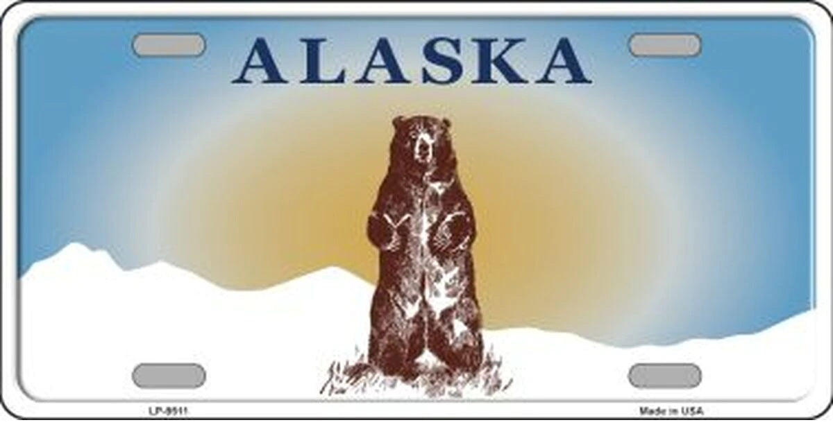 Alaska Bear Metal Novelty License Plate 