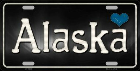 Alaska Flag Script Novelty Metal License Plate